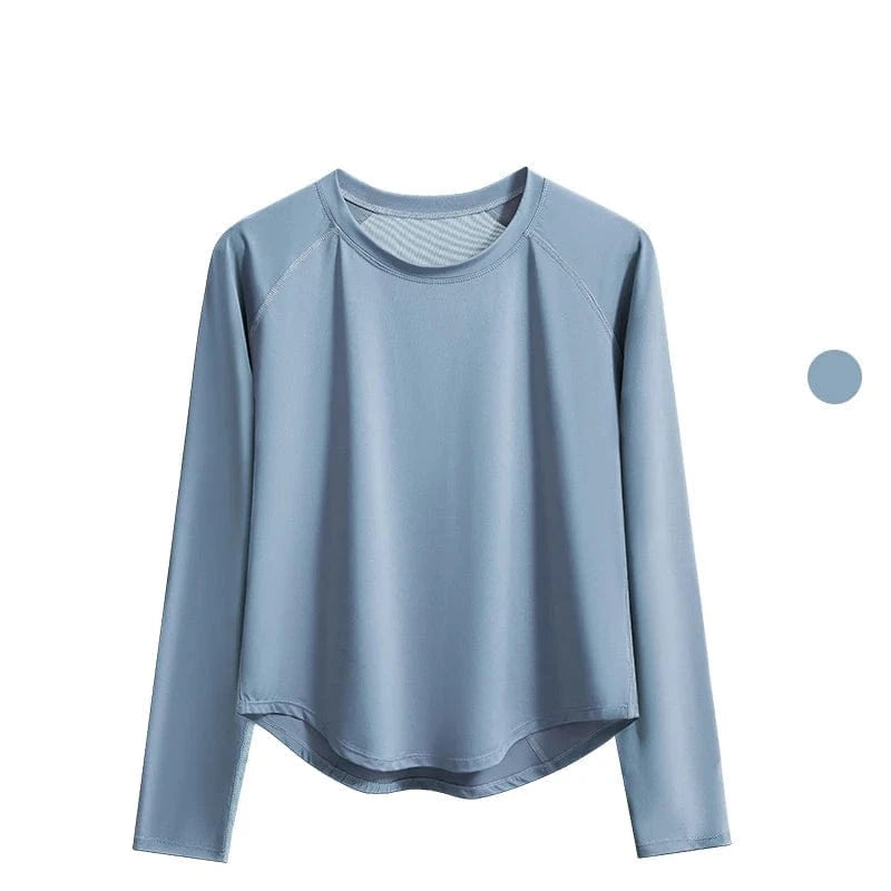 Tee Shirt Yoga Femme | Zen Premium Mlong : manches longues. Blue / XXL