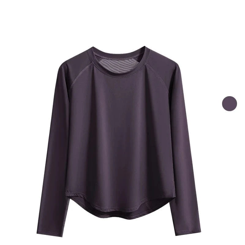 Tee Shirt Yoga Femme | Zen Premium Mlong : manches longues. Deep Purple / M
