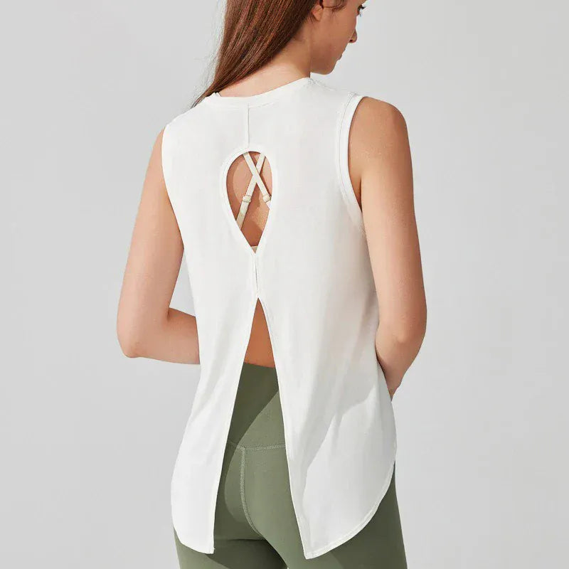 Tee Shirt Yoga Femme | Zen Yoga Bird : style dos croisé respirant White / XL