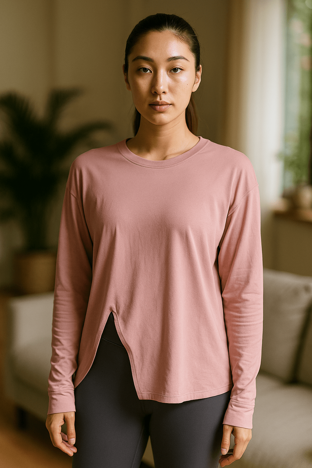 Tee Short Yoga Femme | Zen Ample Fente : confort premium