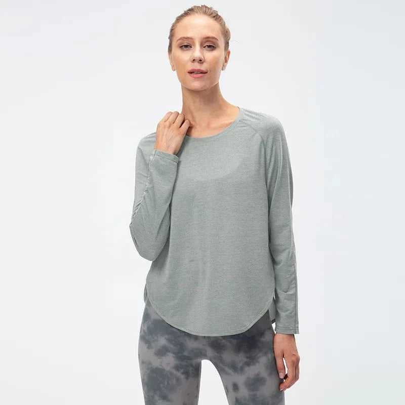 Tee Short Yoga Femme | Zen Manche longue cool GRAY / EU XXL