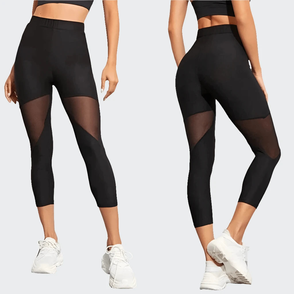 Legging Fabletics XS Noir – Poches Résille Sur Les Côtés, Cropped, Idéal Sport