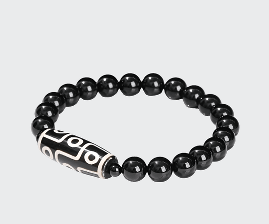 Bracelet 7 Chakras | Pierre Plus Black Agate | Zenyopi 7A Black Agate / Beads 8 plus 10X28mm