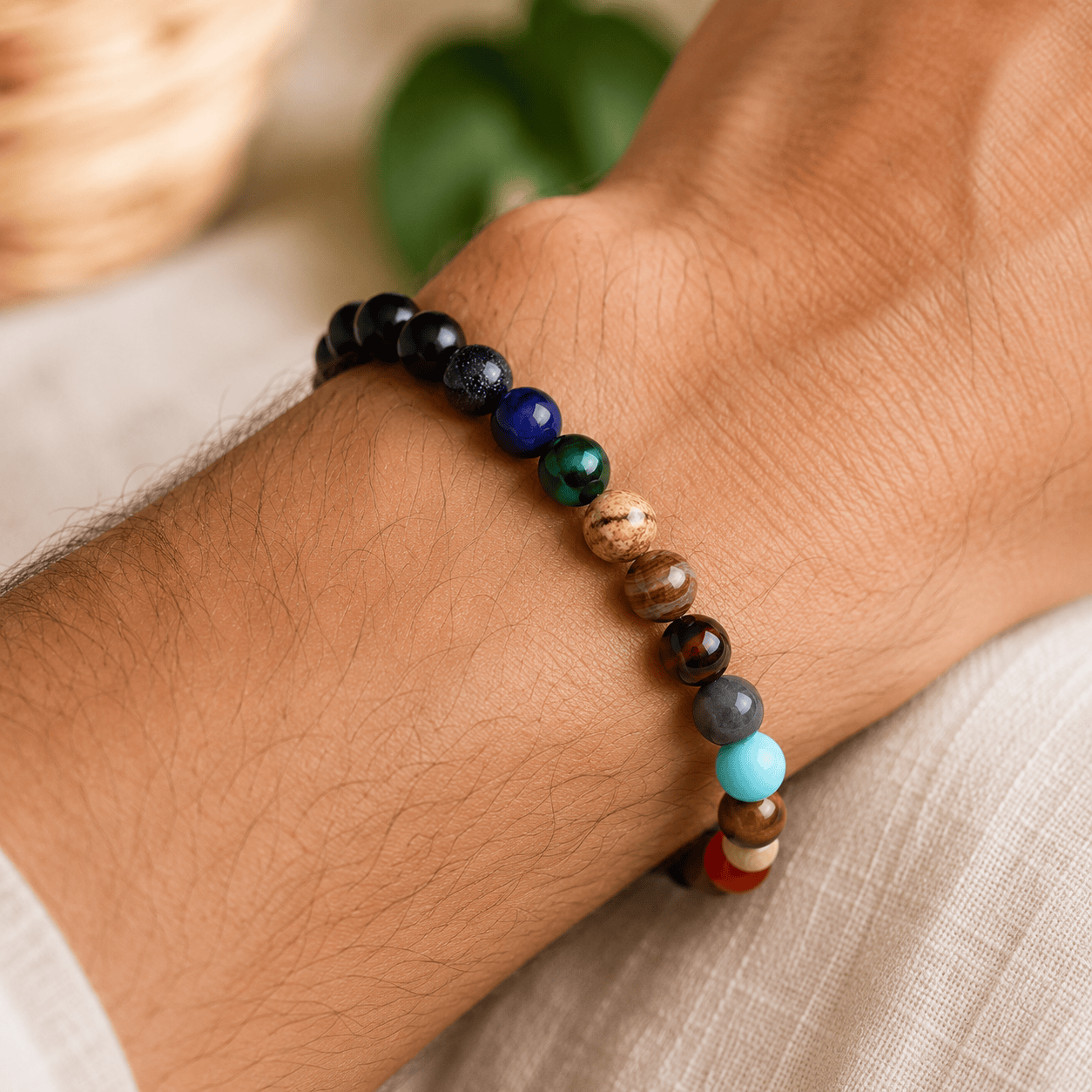 Bracelet 7 Chakras | Planete Homme Zenyopi : renforce l'énergie Men Style 8-10mm