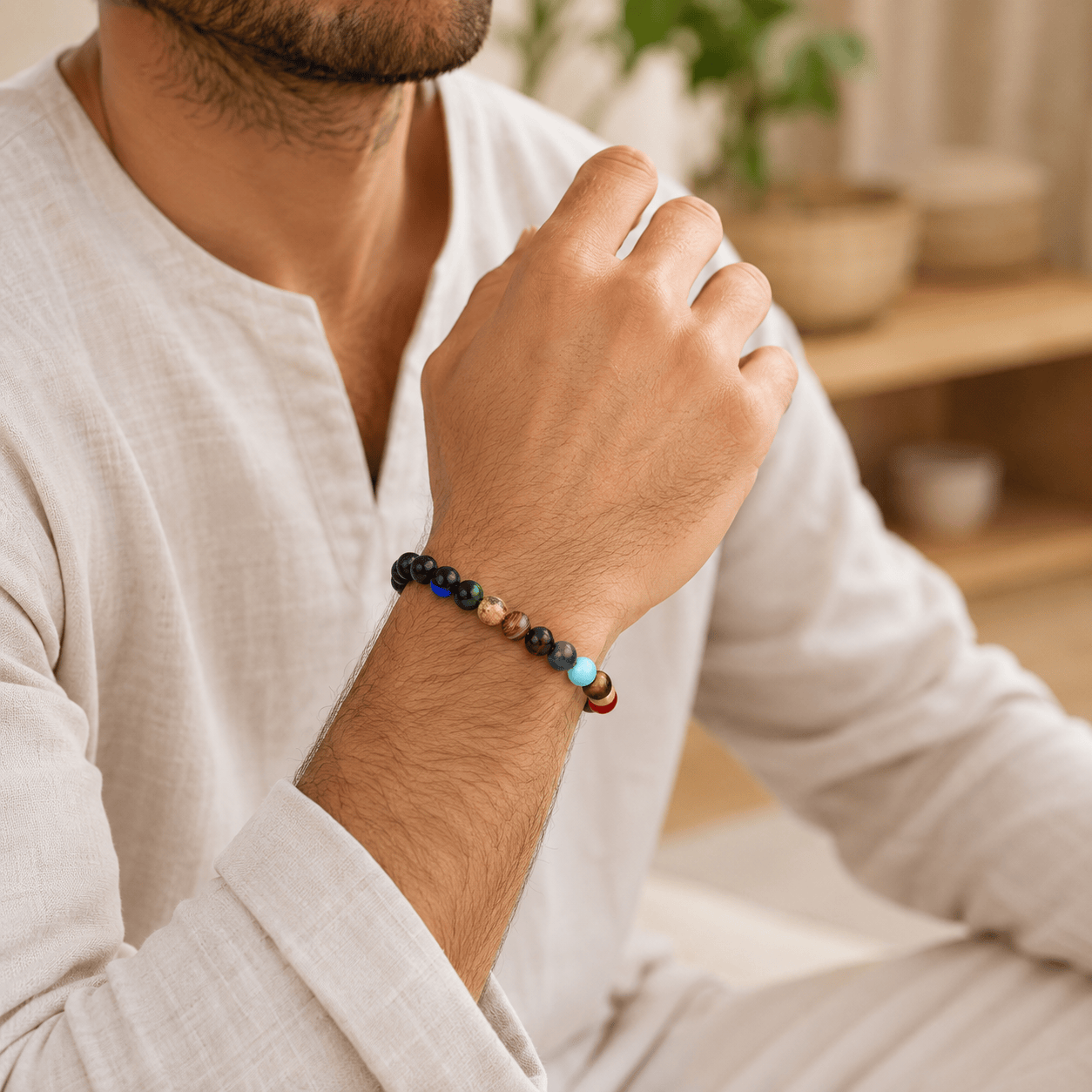 Bracelet 7 Chakras | Planete Homme Zenyopi : renforce l'énergie Men Style 8-10mm