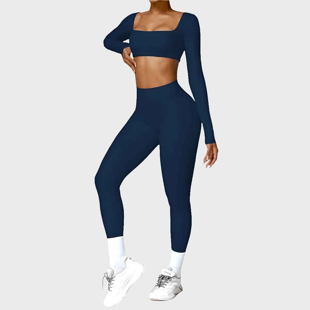 Combinaison Yoga | Crop Top Pant 2PCS Crest Blue 2 / M