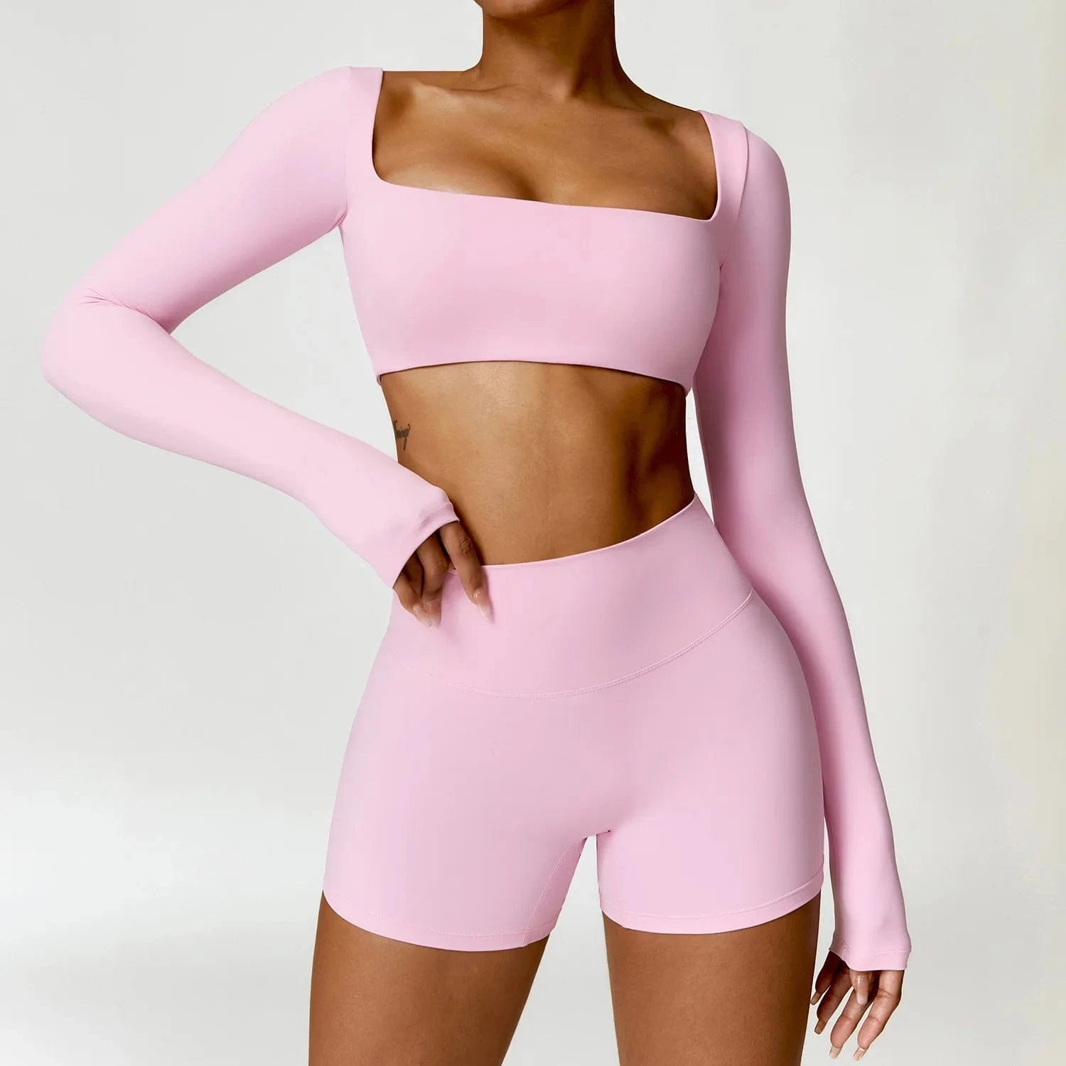 Combinaison Yoga | Crop Top Short 2PCS Pink 1 / S