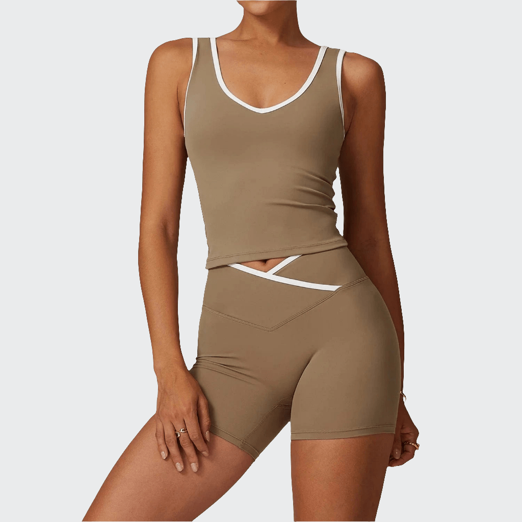 Combinaison yoga | Zen Fityoga 2PCS Cocoa Brown / L