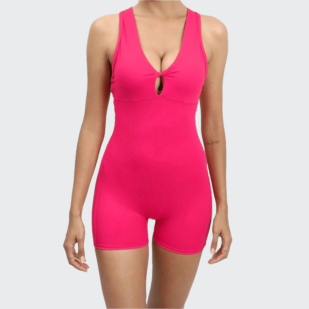 Combinaison Yoga | Zen Short Dos Design rose red / M
