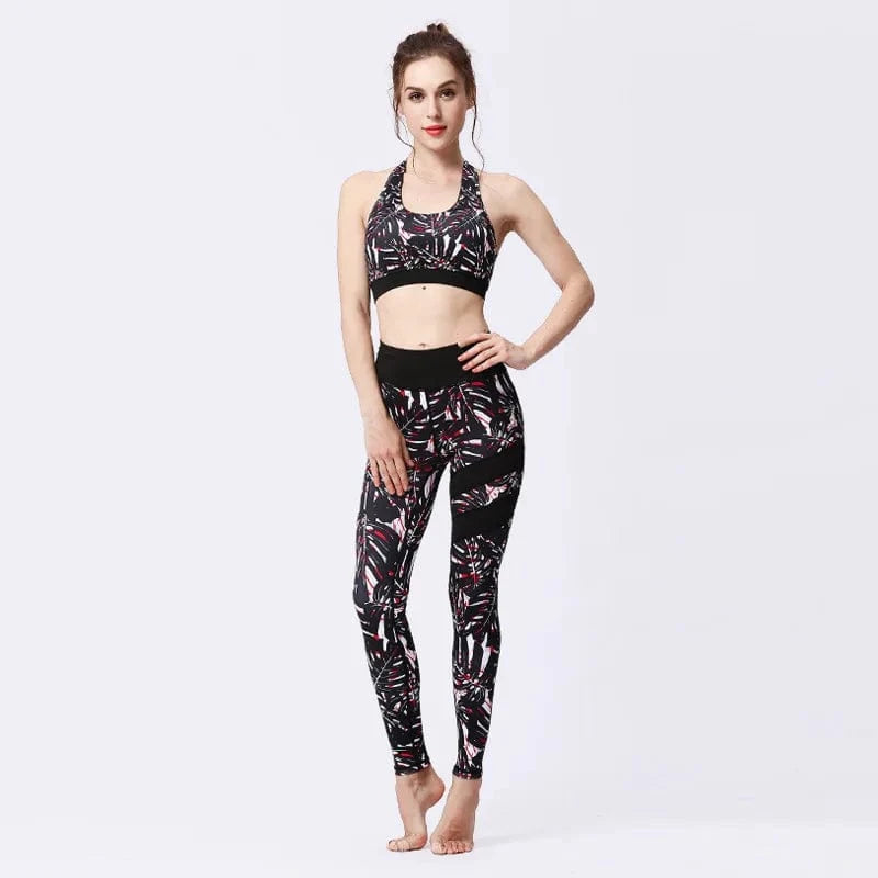 Ensemble yoga femme | Zen color fun : 12 motifs, trouvez votre tenue. Black Red Suit / XL