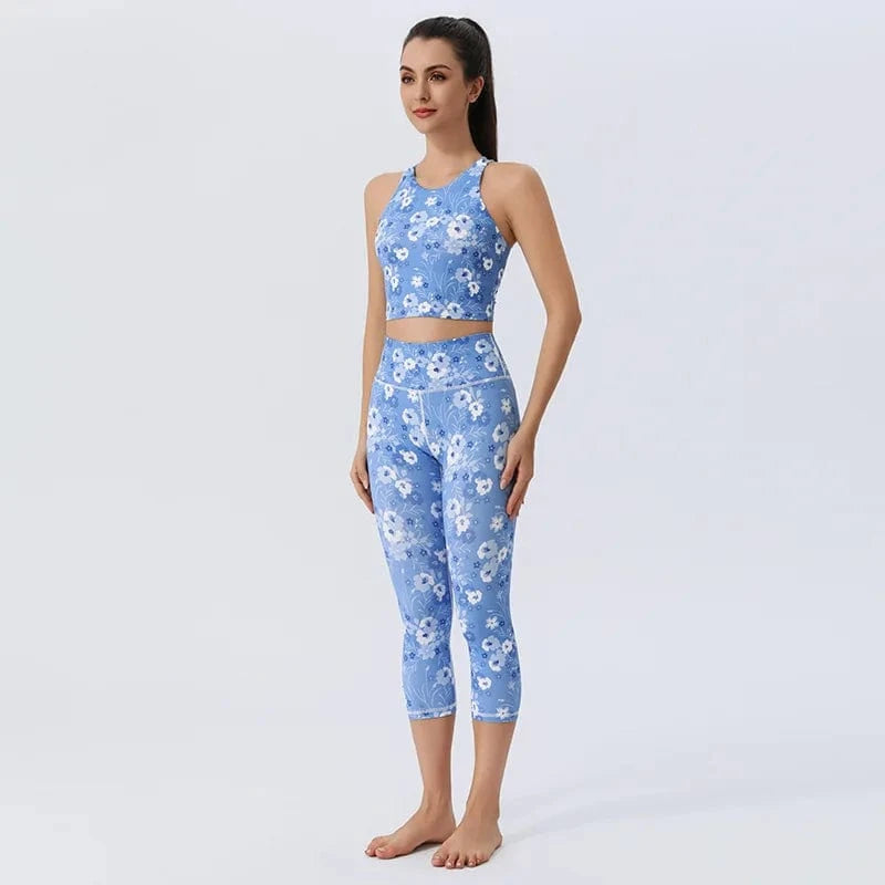 Ensemble Yoga Femme | Zen Flower : confortable et style zen floral Flower Bleue / XL
