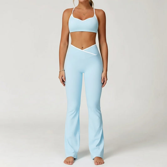 Ensemble Yoga Femme | Zen Look Evase : ultra confortable, bas evasé. Blue Set 2 / XL