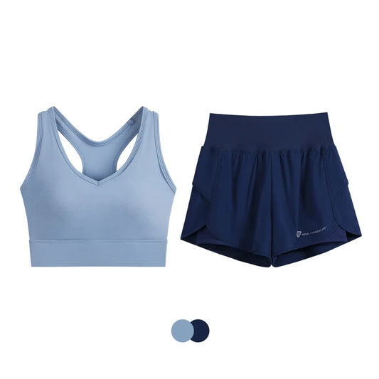 Ensemble Yoga Femme | Zen  Premium Brassière : style et confort. Blue Set / XXXL