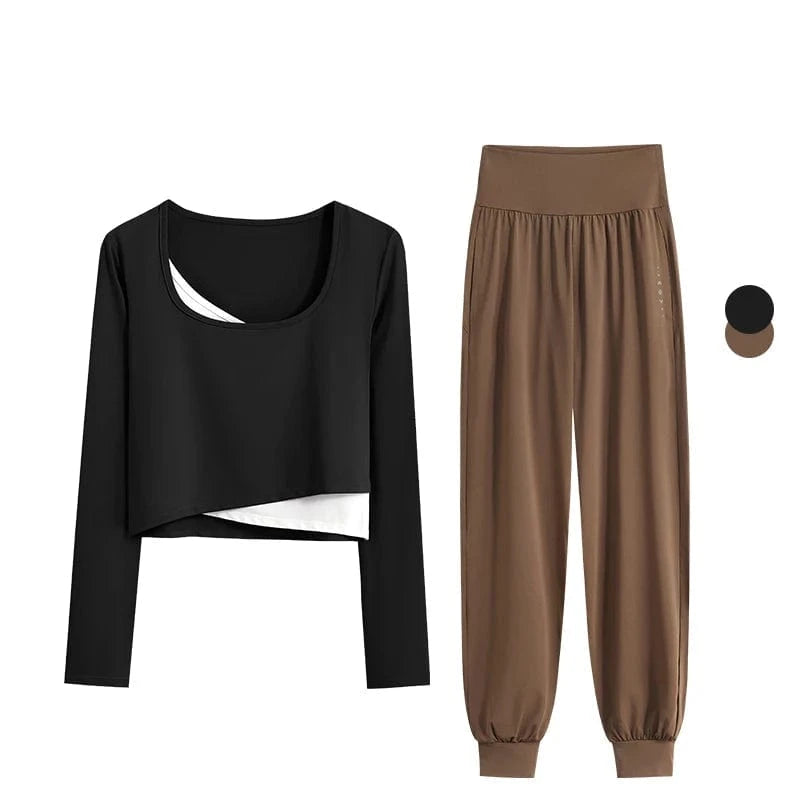 Ensemble Yoga Femme | Zen premium Croise black set-4 / XXL