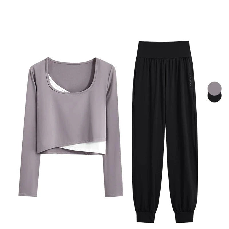 Ensemble Yoga Femme | Zen premium Croise gray purple set-2 / XXL