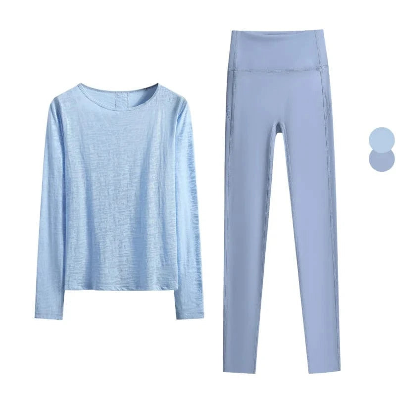 Ensemble Yoga Femme | Zen Premium Style : confort et élégance  Blue Set-1 / M(47.5kg-55kg)