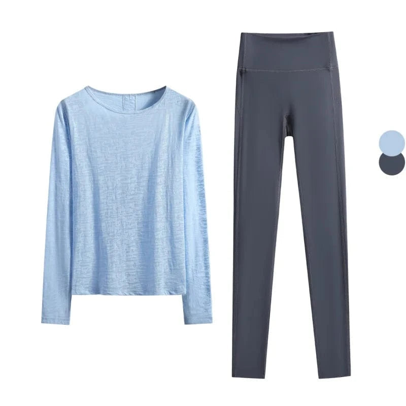 Ensemble Yoga Femme | Zen Premium Style : confort et élégance  Blue Set-2 / XL(60kg-65kg)