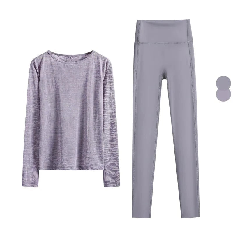 Ensemble Yoga Femme | Zen Premium Style : confort et élégance  Purple Set-1 / M(47.5kg-55kg)