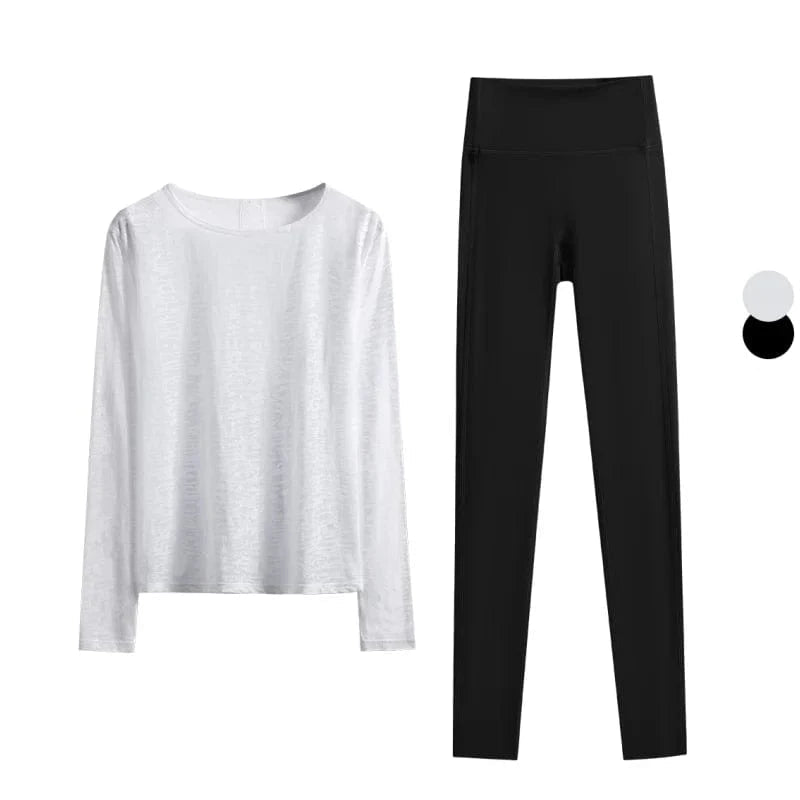 Ensemble Yoga Femme | Zen Premium Style : confort et élégance  White Set-1 / M(47.5kg-55kg)