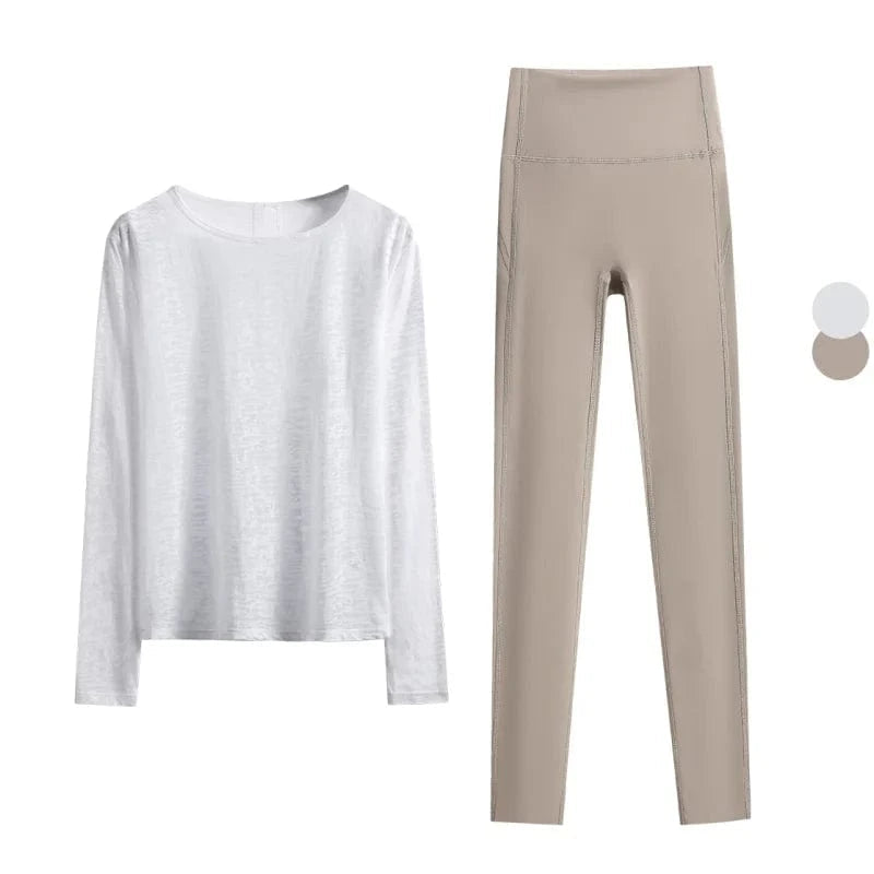 Ensemble Yoga Femme | Zen Premium Style : confort et élégance  White Set-2 / XL(60kg-65kg)