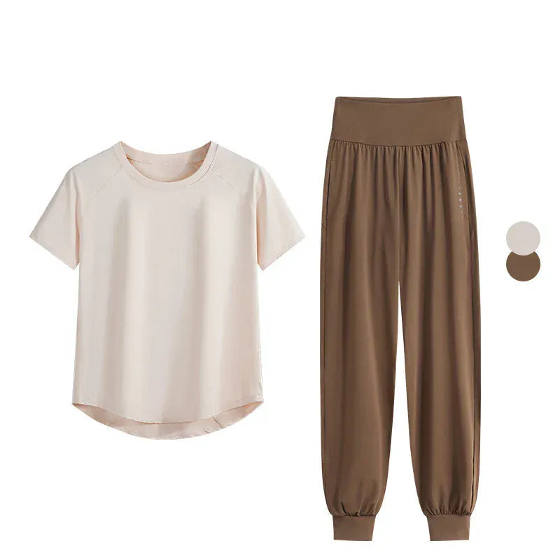 Ensemble Yoga Femme | Zen Premium Sunny : Confort et Performance Apricot Set / 4XL(72.5kg-80kg)