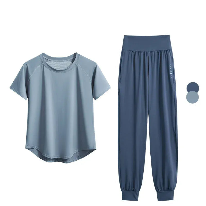 Ensemble Yoga Femme | Zen Premium Sunny : Confort et Performance Blue Set / 4XL(72.5kg-80kg)