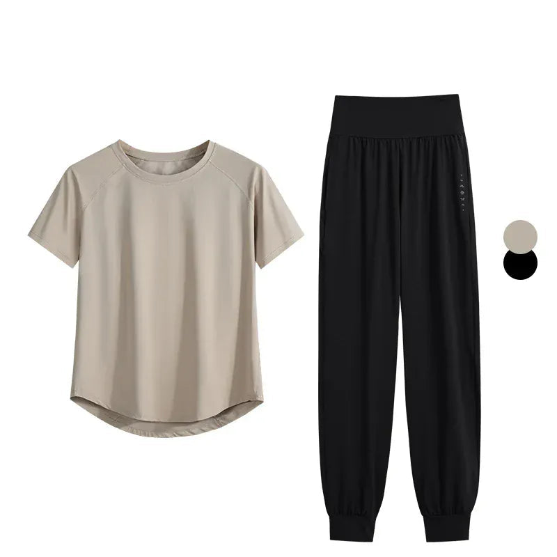 Ensemble Yoga Femme | Zen Premium Sunny : Confort et Performance Khaki Set / 4XL(72.5kg-80kg)