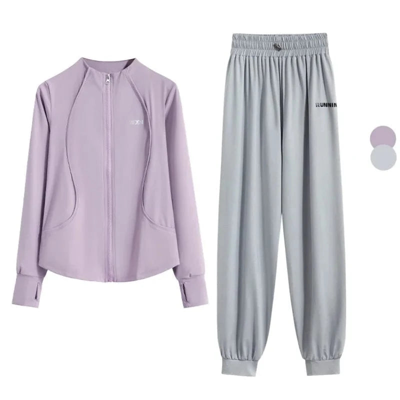 Ensemble Yoga Femme | Zen Premium Survet : un confort premium  Pink Purple Set-1 / 4XL(82.5kg-90kg)
