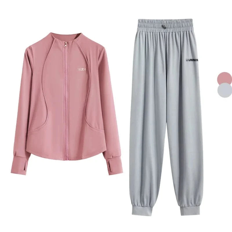 Ensemble Yoga Femme | Zen Premium Survet : un confort premium  Pink Set-1 / 4XL(82.5kg-90kg)