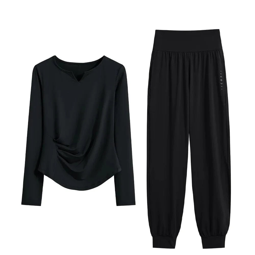 Ensemble Yoga Femme | Zen premium Wave : élégant, confort et style Black Set-1 / XXL(67.5kg-(75kg)