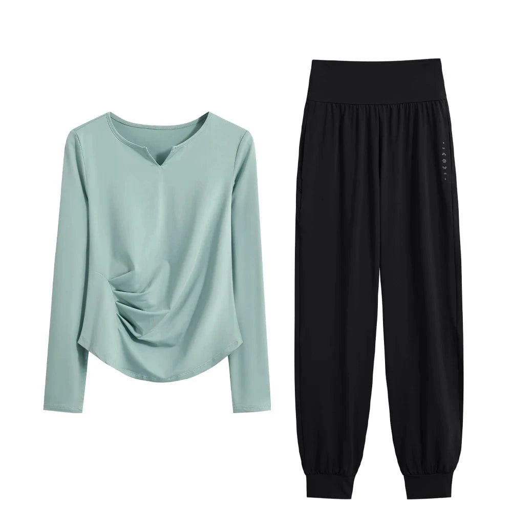 Ensemble Yoga Femme | Zen premium Wave : élégant, confort et style Green Set / XXL(67.5kg-(75kg)