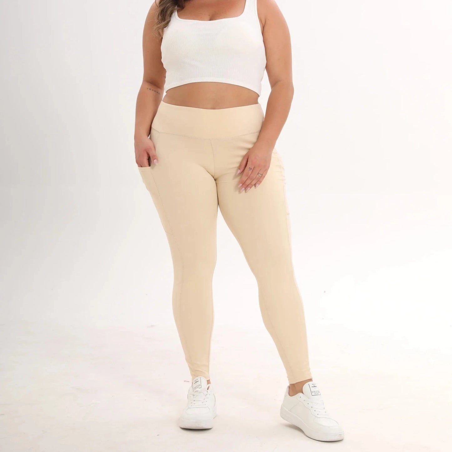 Pantalon Yoga Femme | Plus Size Pocket Khaki / XXXL