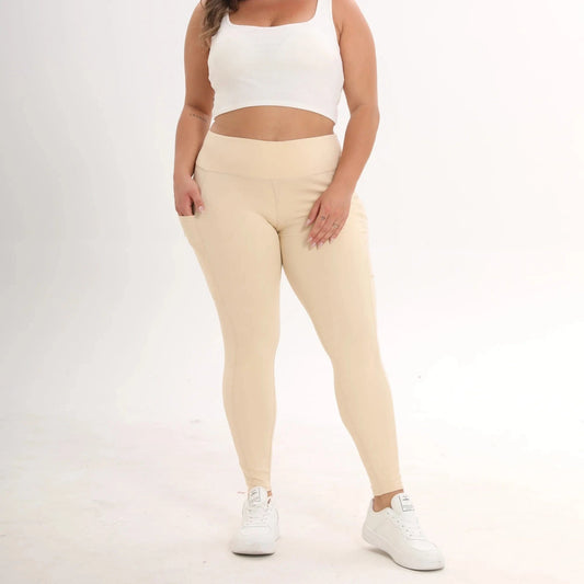 Pantalon Yoga Femme | Plus Size Pocket Khaki / XXXL