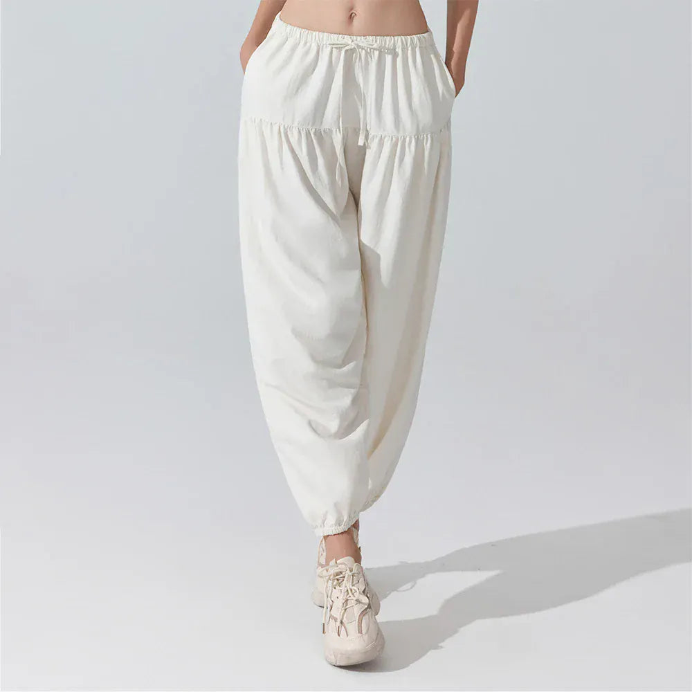 Pantalon Yoga Femme|Zen Ample Sarouel : coupe large et fluide White / L