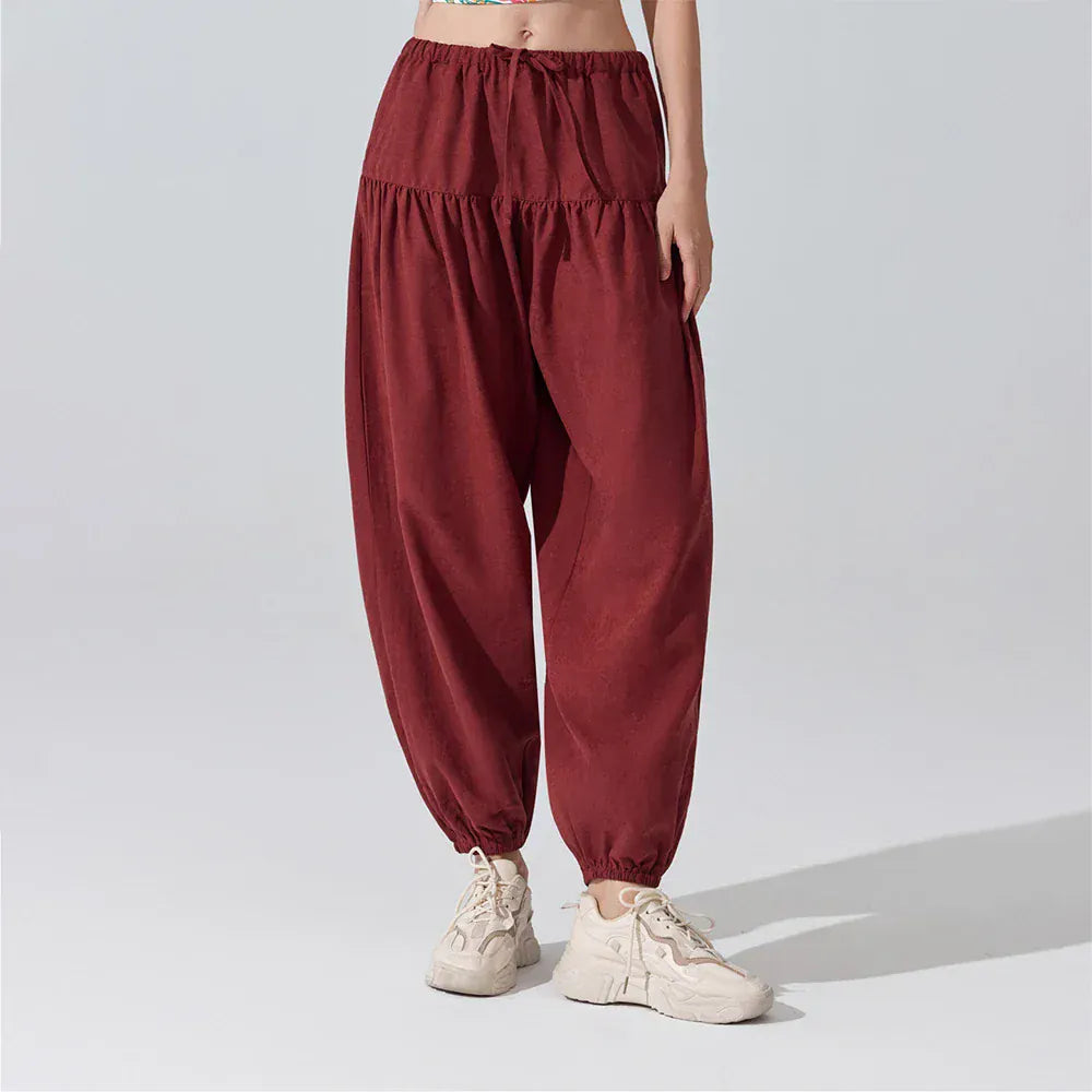 Pantalon Yoga Femme|Zen Ample Sarouel : coupe large et fluide Wine Red / L