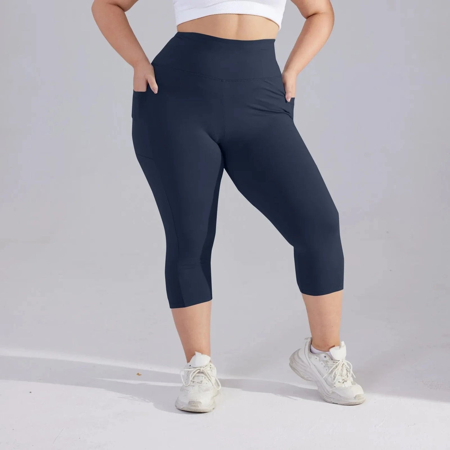 Pantalon Yoga Femme | Zen Plus Pantacourt : s'adapte à vos formes. Navy / 5XL