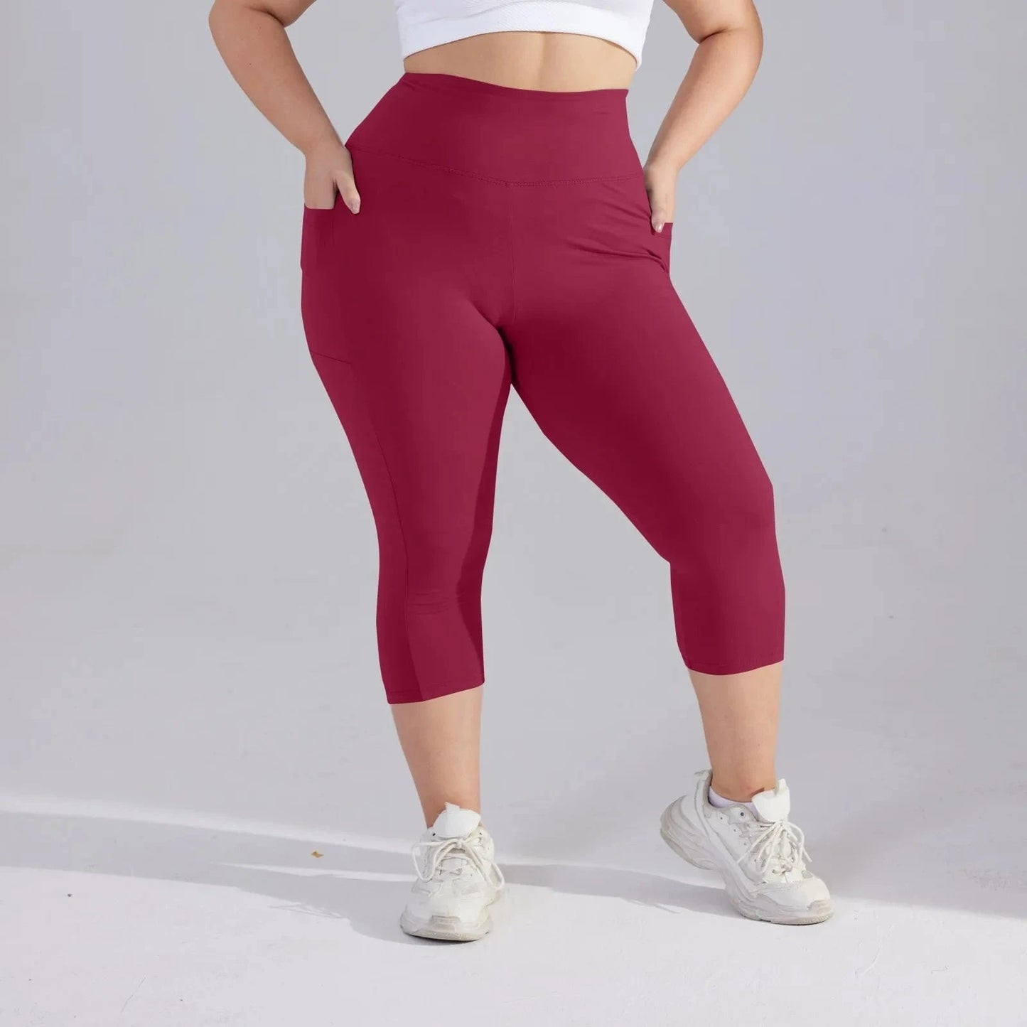 Pantalon Yoga Femme | Zen Plus Pantacourt : s'adapte à vos formes. Wine / 5XL