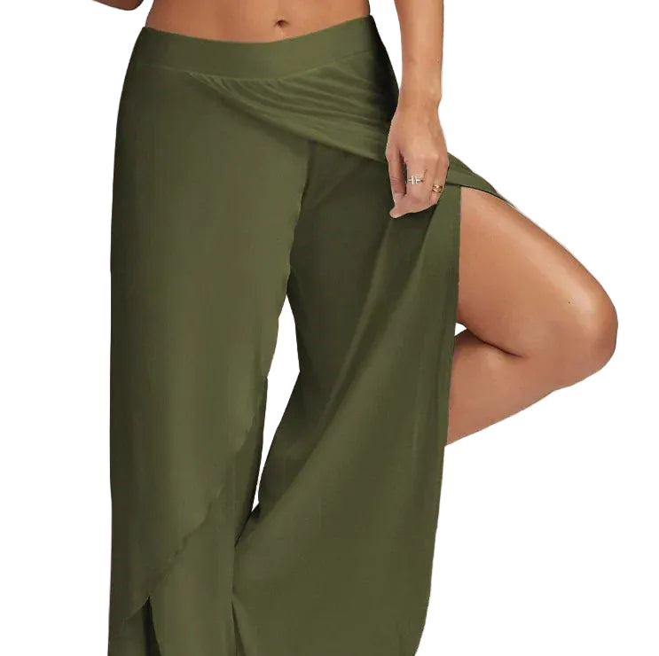 Pantalon Yoga Femme | Zen Super Fente 8754-Dark Green / S