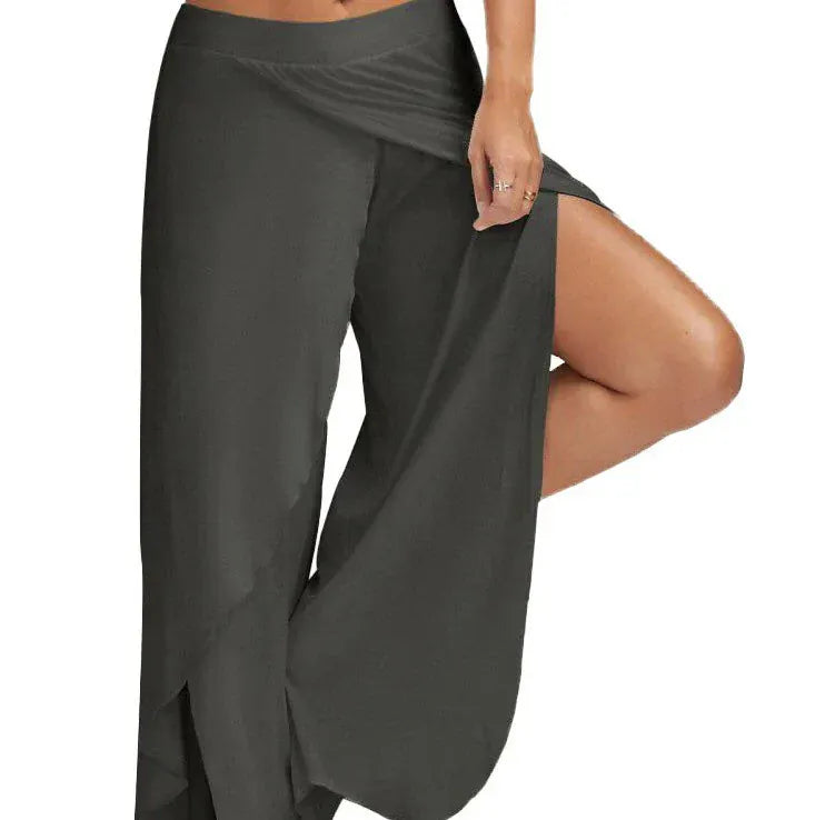 Pantalon Yoga Femme | Zen Super Fente 8754-Dark Grey / S