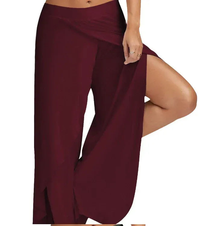 Pantalon Yoga Femme | Zen Super Fente 8754-Wine Red / S