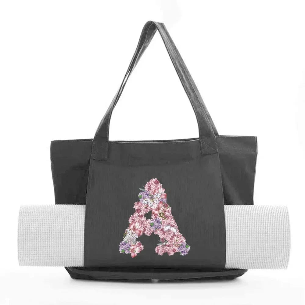 Sac de Yoga | Yogi Lettre Noir : élégant et fonctionnel rose flower A