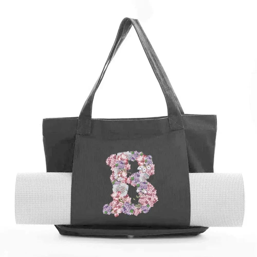 Sac de Yoga | Yogi Lettre Noir : élégant et fonctionnel rose flower B