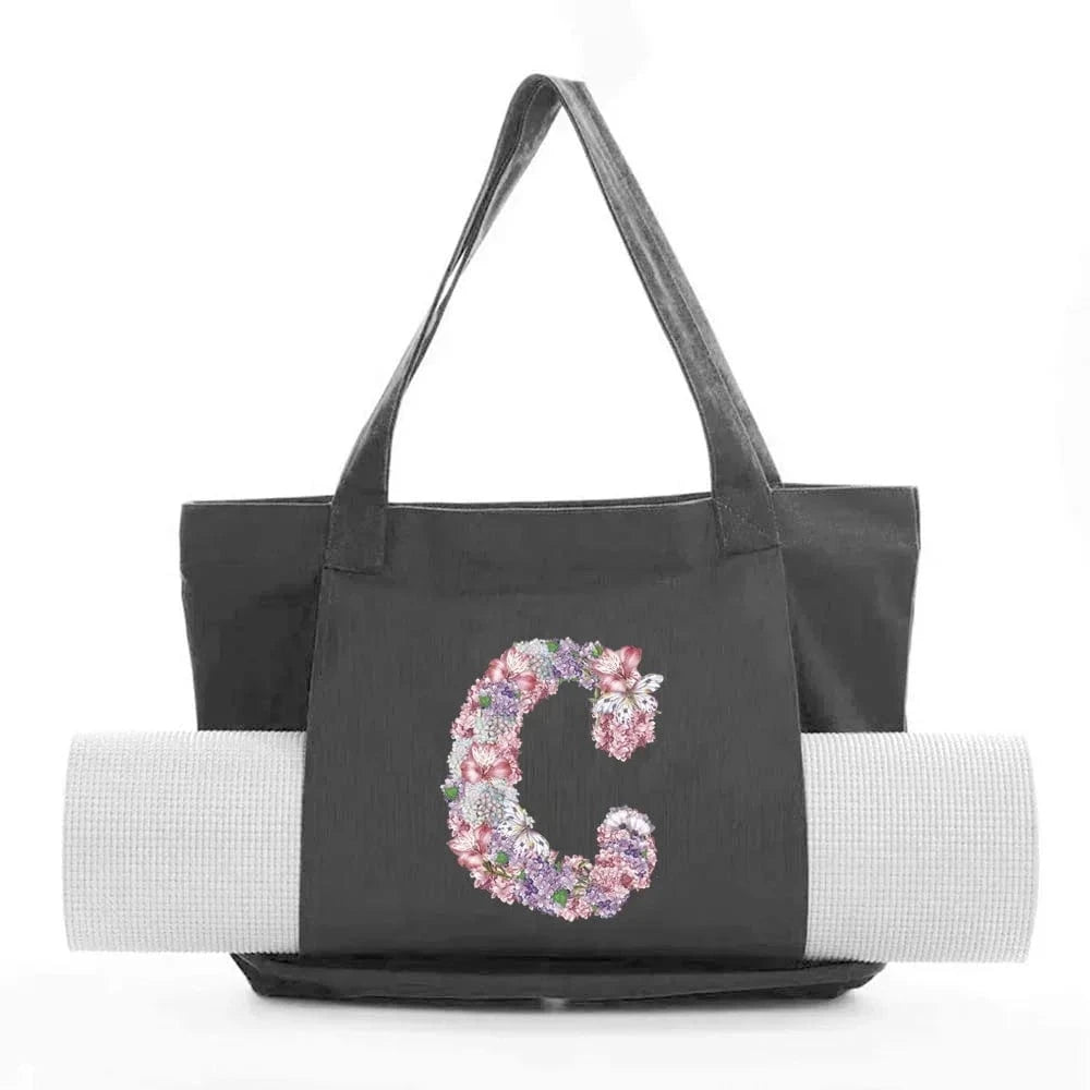 Sac de Yoga | Yogi Lettre Noir : élégant et fonctionnel rose flower C