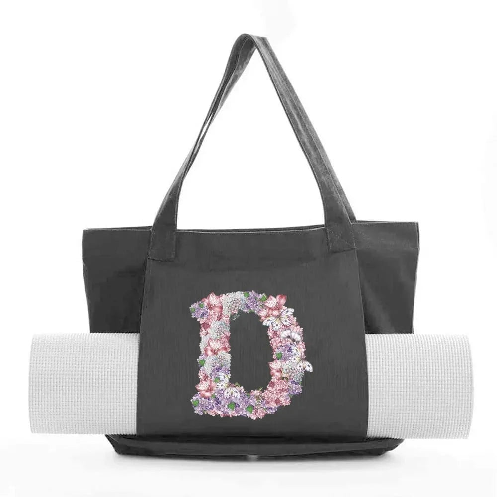 Sac de Yoga | Yogi Lettre Noir : élégant et fonctionnel rose flower D