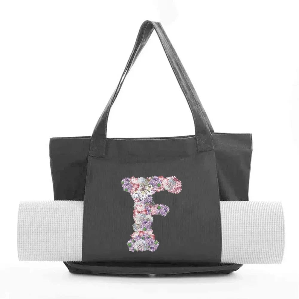 Sac de Yoga | Yogi Lettre Noir : élégant et fonctionnel rose flower F