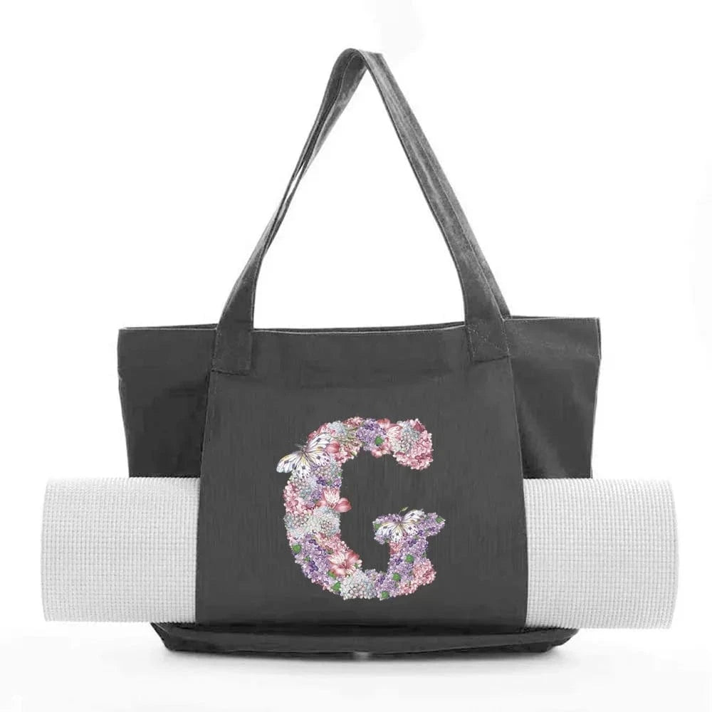 Sac de Yoga | Yogi Lettre Noir : élégant et fonctionnel rose flower G