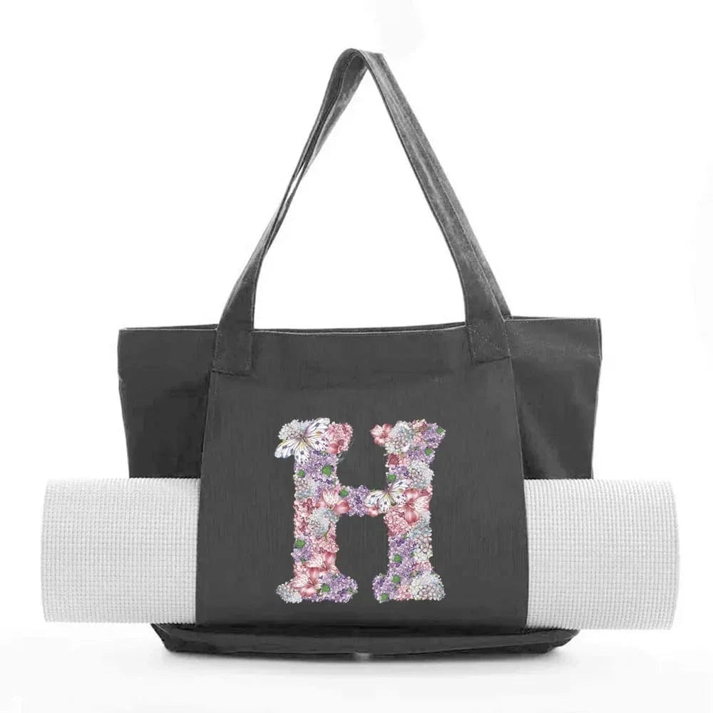 Sac de Yoga | Yogi Lettre Noir : élégant et fonctionnel rose flower H