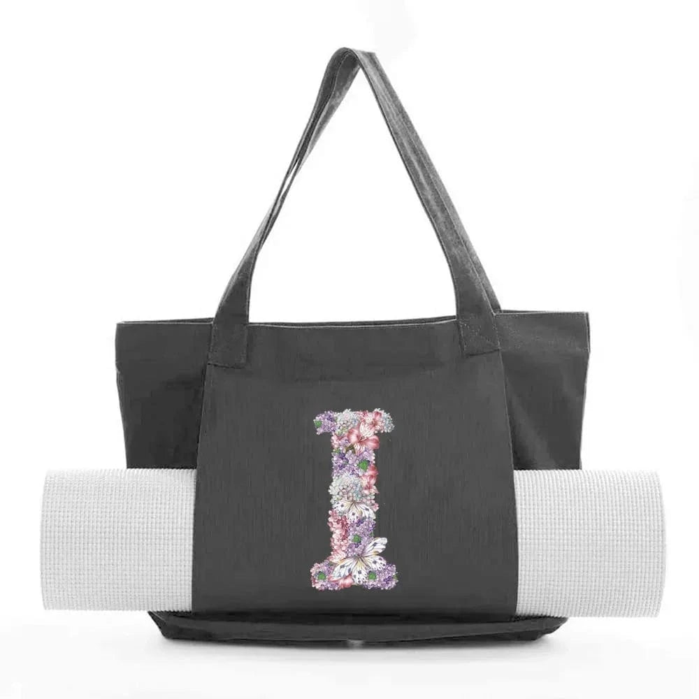 Sac de Yoga | Yogi Lettre Noir : élégant et fonctionnel rose flower I