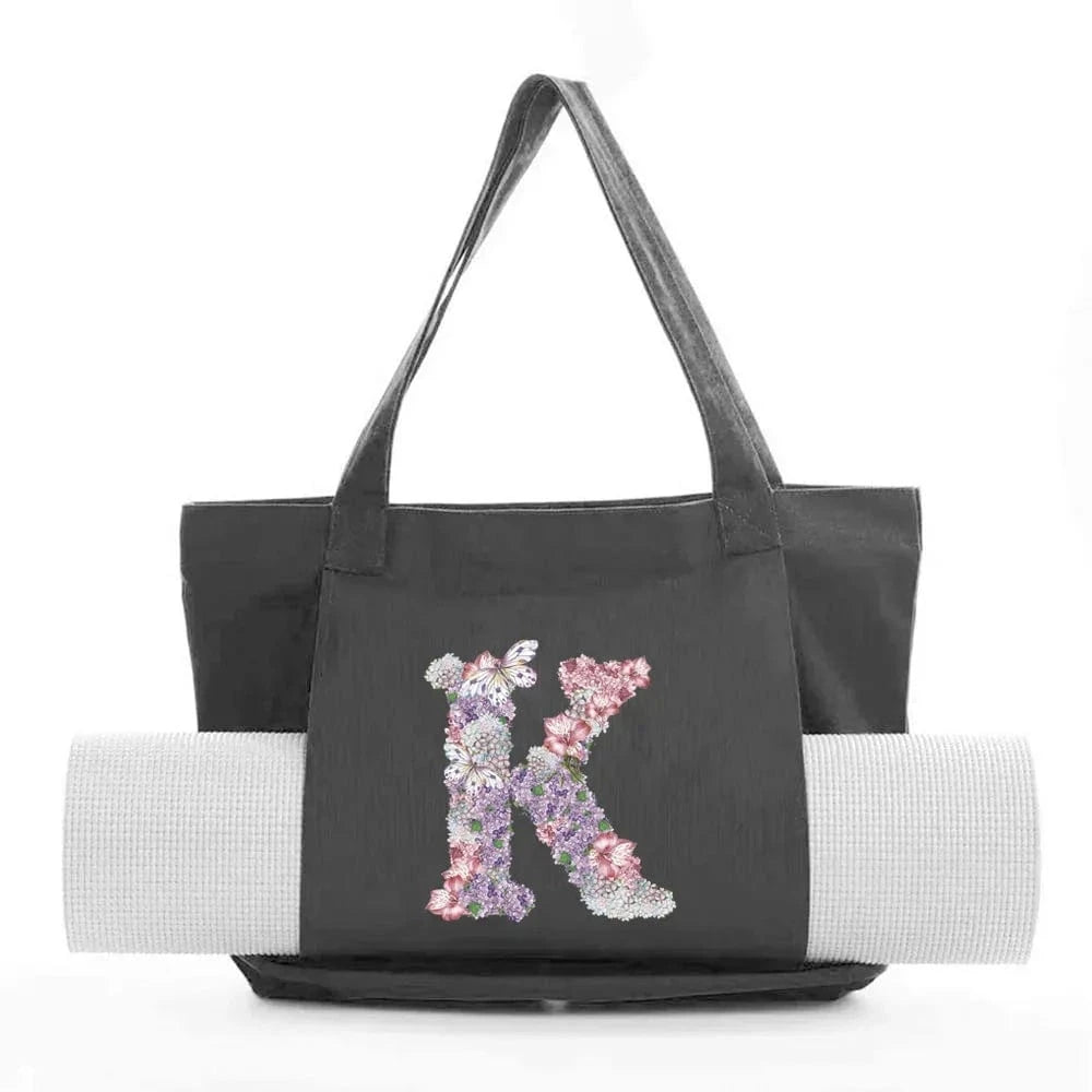 Sac de Yoga | Yogi Lettre Noir : élégant et fonctionnel rose flower K
