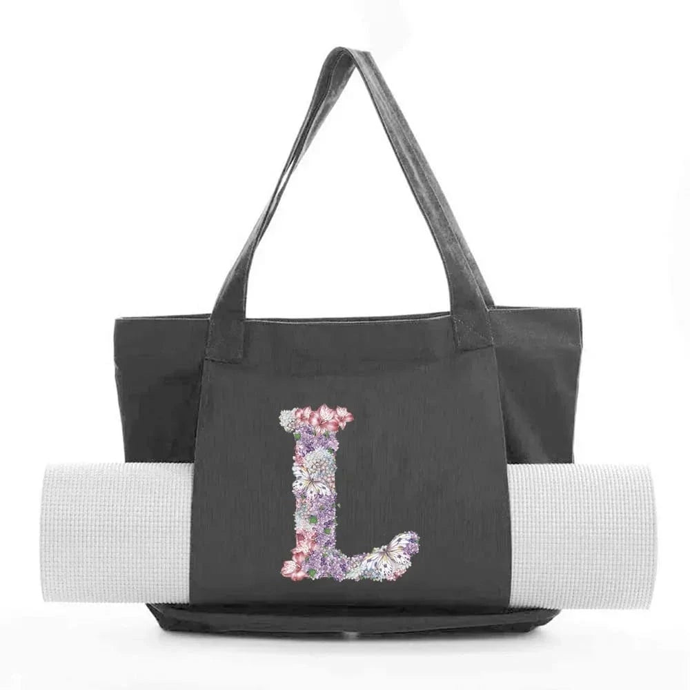 Sac de Yoga | Yogi Lettre Noir : élégant et fonctionnel rose flower L